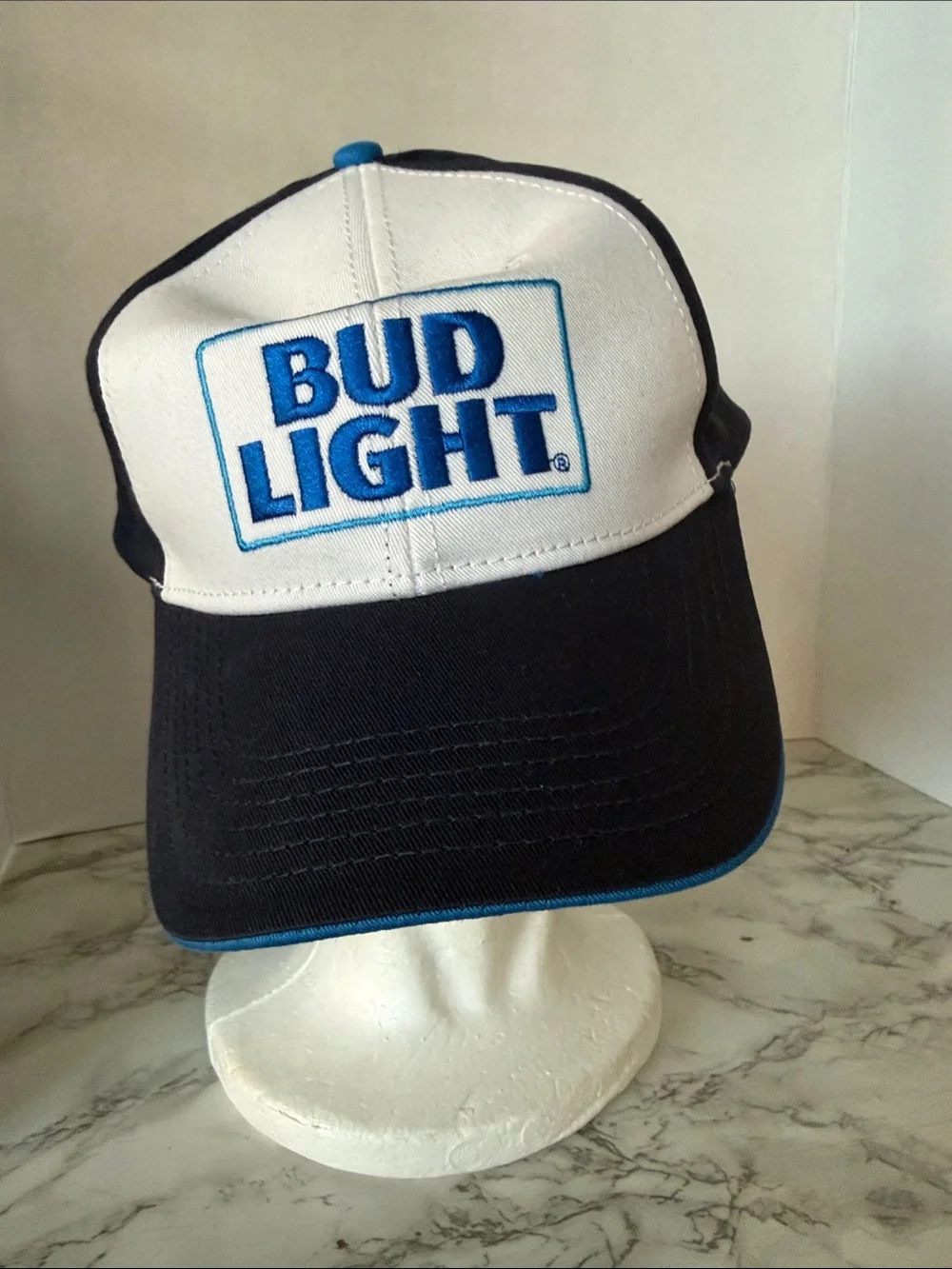 Cotton Unisex Adjustable Navy & White Bud Light Baseball Cap One Size Fits Most